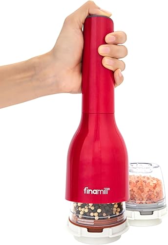 FinaMill Molinillo de Especias Clásico a Batería – Juego de Molinillo de Sal y Pimienta Operado a Batería, Incluye 2 Cápsulas de Especias