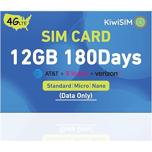 USA Data SIM Card 12GB 180 Days, 4G LET SIM Card Support for AT&T, T-Mobile and Verizon, Nano Card for Unlocked Cellular Security Cameras/Router/Hotspot WiFi/Trail Camera (Activate Needed)