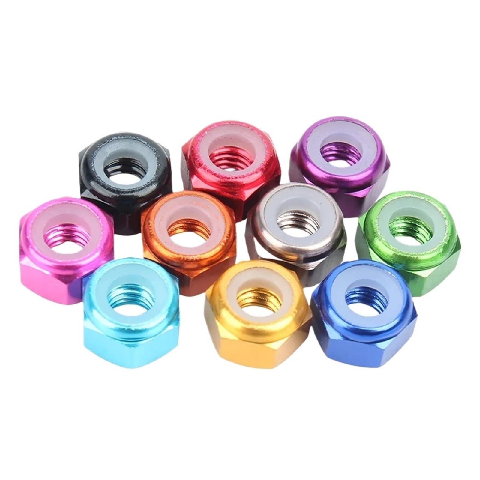 Tuercas De Bloqueo Tuerca autoblocante hexagonal colorida, M2-M8 antisuelto de aleación aluminio for Hardware modelo RC(Rose,M8 (50pcs))