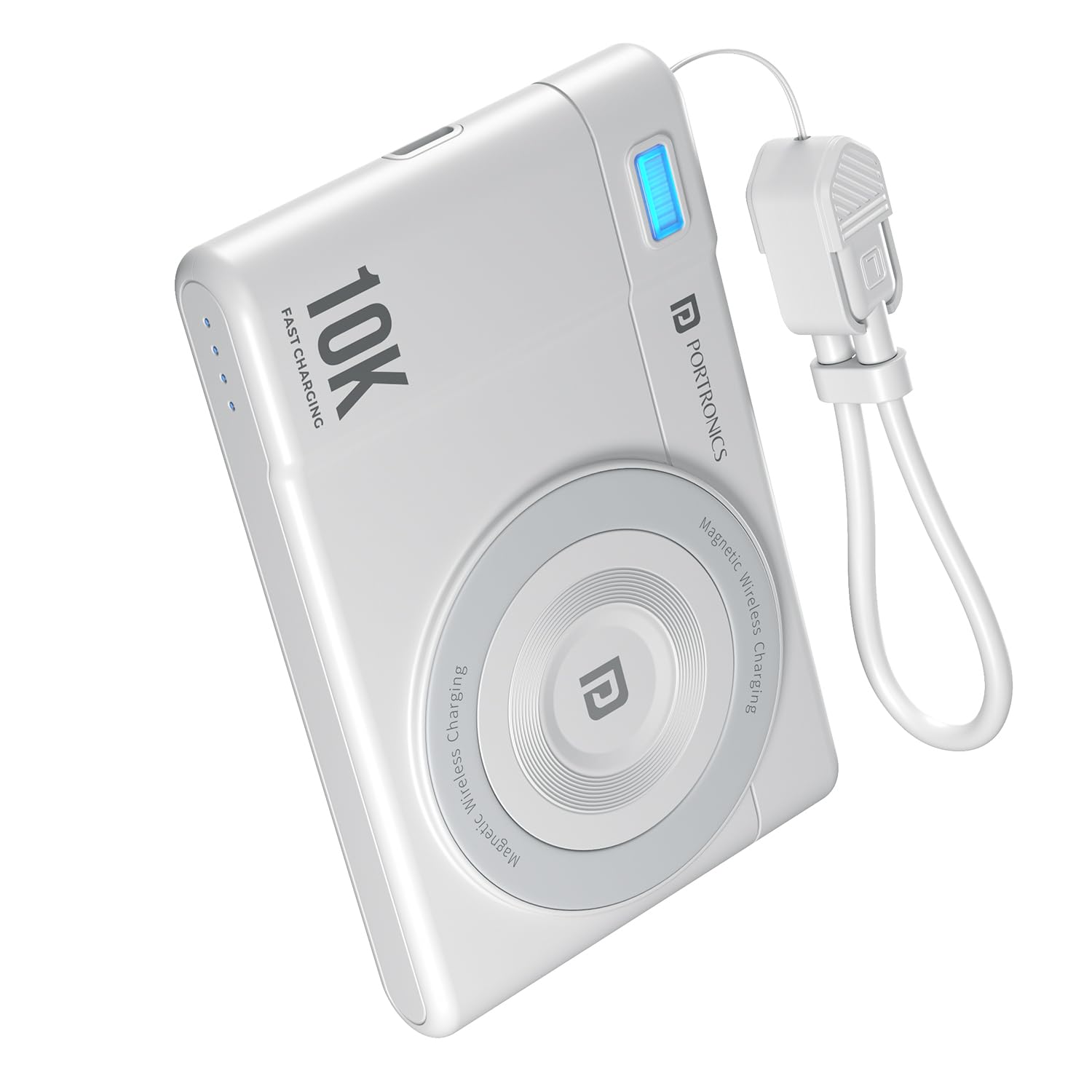 Portronics PowerShutter Air 10K 10000mAh 15W Wireless Magnetic Fast Charging Powerbank, In Built Type Cable,22.5W Type C PD Output,Light Weight,Compatible with iPhone 12 Above,Other Qi Enabled Devices-image-35