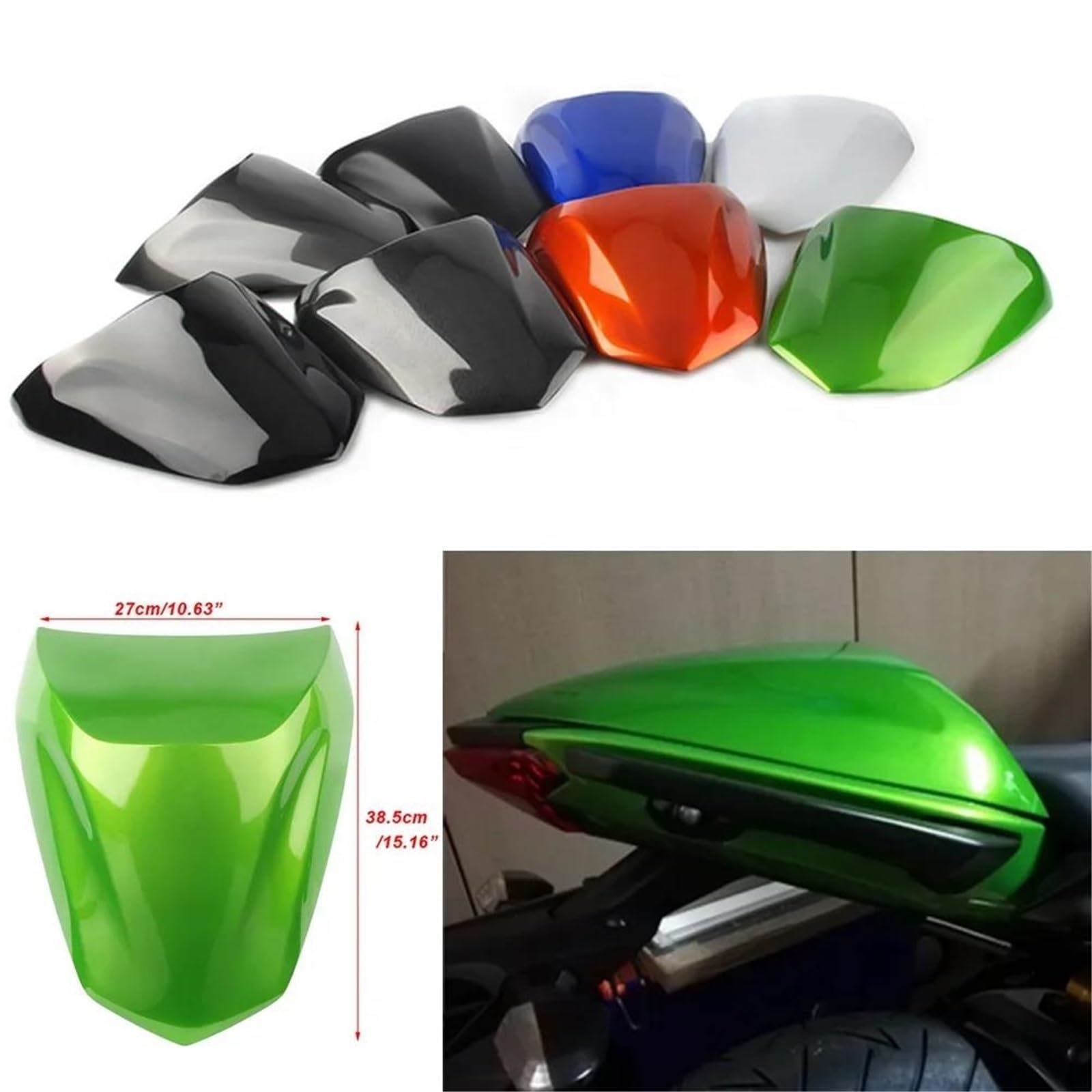 Motorrad Soziusabdeckung Für Kawasaki Für Ninja 650 Für ER6F Für ER6N 12-16 Motorrad Hinten Sitz Abdeckung Hinten Passagier Gugel Sitz Zurück Abdeckung Verkleidung Soziusabdeckung(GRÜN)