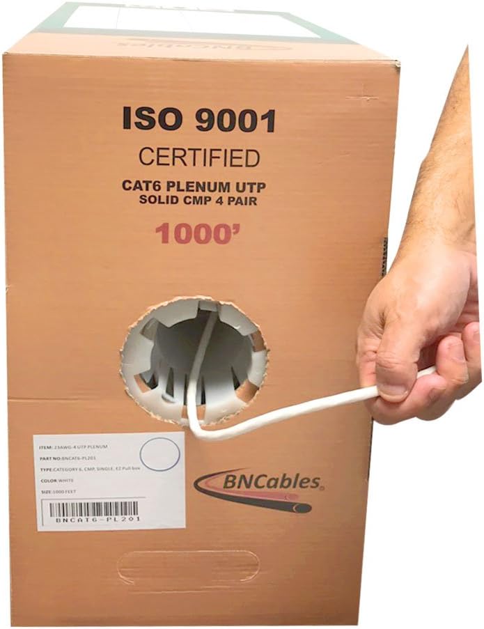 80% Off Discount 550MHZ CAT6 Plenum Cable 1000ft Blue, 23AWG 4Pair, Solid Network Cable Unshielded Twisted Pair (UTP), Available in Blue, White, Yellow, Gray, Purple, Green & Black (White) Amazon Crazy 🔥 Deals 550MHZ CAT6 Plenum Cable 1000ft Blue, 23AWG 4Pair, Solid Network Cable Unshielded Twisted Pair (UTP), Available in Blue, White, Yellow, Gray, Purple, Green & Black (White)