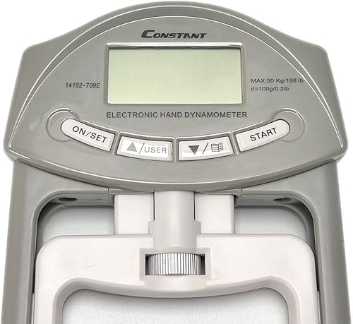 Miniatura 3 de Constant 200 libras, 198.4lbs, dinamómetro digital de mano, medidor de fuerza de agarre, captura automática, potencia de agarre de mano (gris)