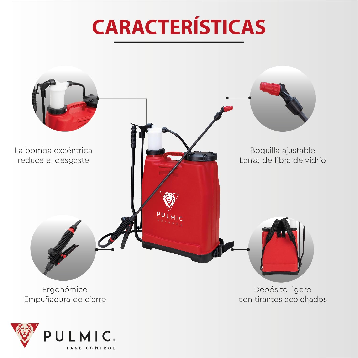 Pulmic Pulverizador Manual de Espalda 16L.Sulfatadora Profesional para Fumigar. Mochila de Pulverizar para Herbicida y Control de Plagas o Insecticida. Lanza Fibra de Vidrio 67cm.Fabricado en España