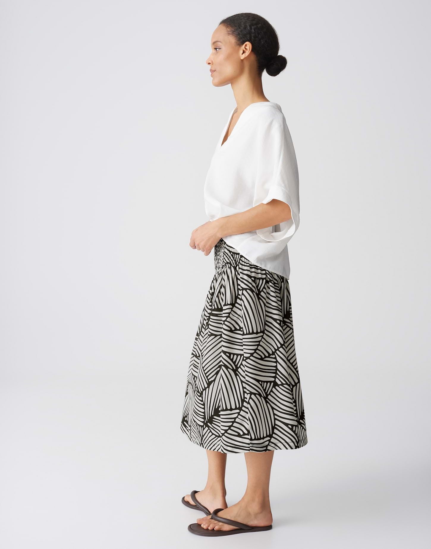OPUS Damen Midirock | Bedruckter Midirock mit Smokdetail