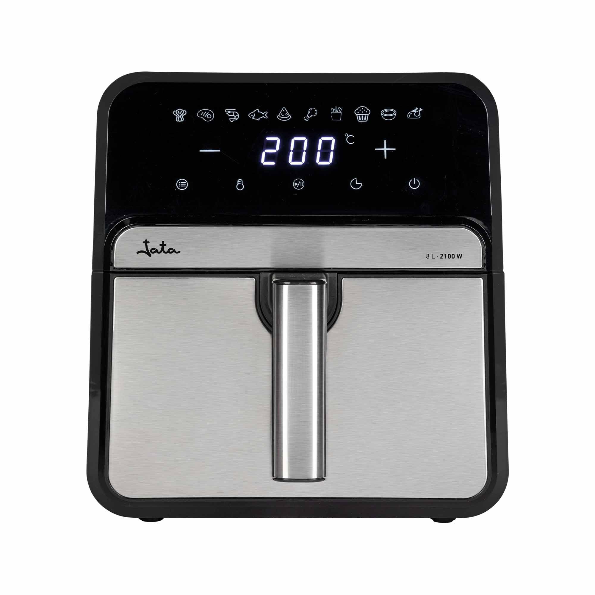 Jata JEFR1242 - 8 L Oil-Free Air Fryer Air Fryer 2100 W. 10 Automatic Programs. Intuitive Touch Panel. Up to 200 ° C. Timer 60 Minutes Frying, Bake, Roast, Dehydrate
