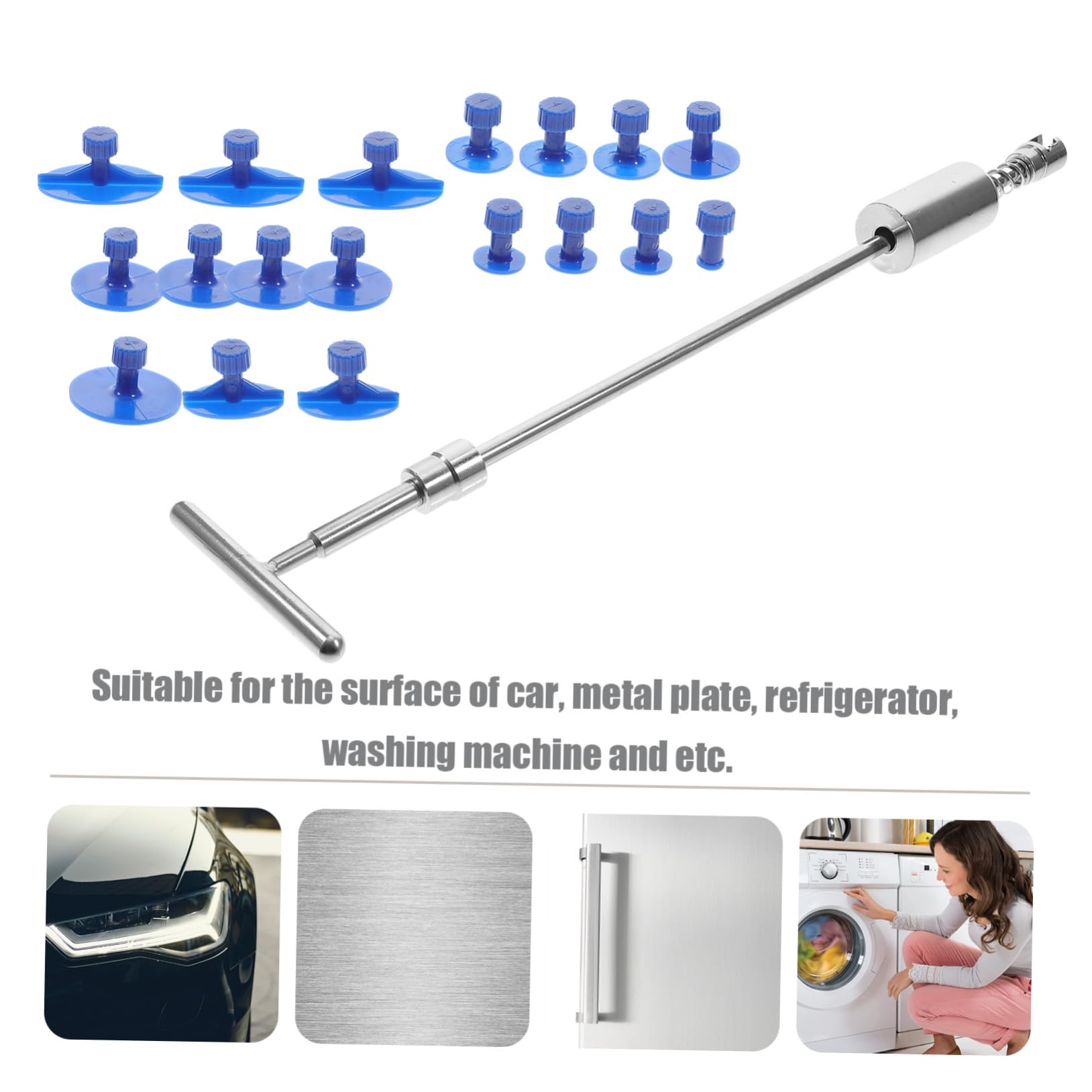 Kit de Herramientas Coche para Extracción de Abolladuras sin Dañar Pintura Martillo Deslizable con Extractor y Lengüetas Incluye Gomas de Varios para Reparación Rápida Carrocería