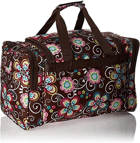 World Traveler Floral Prints 19-inch Duffel Bag, Brown Daisy3