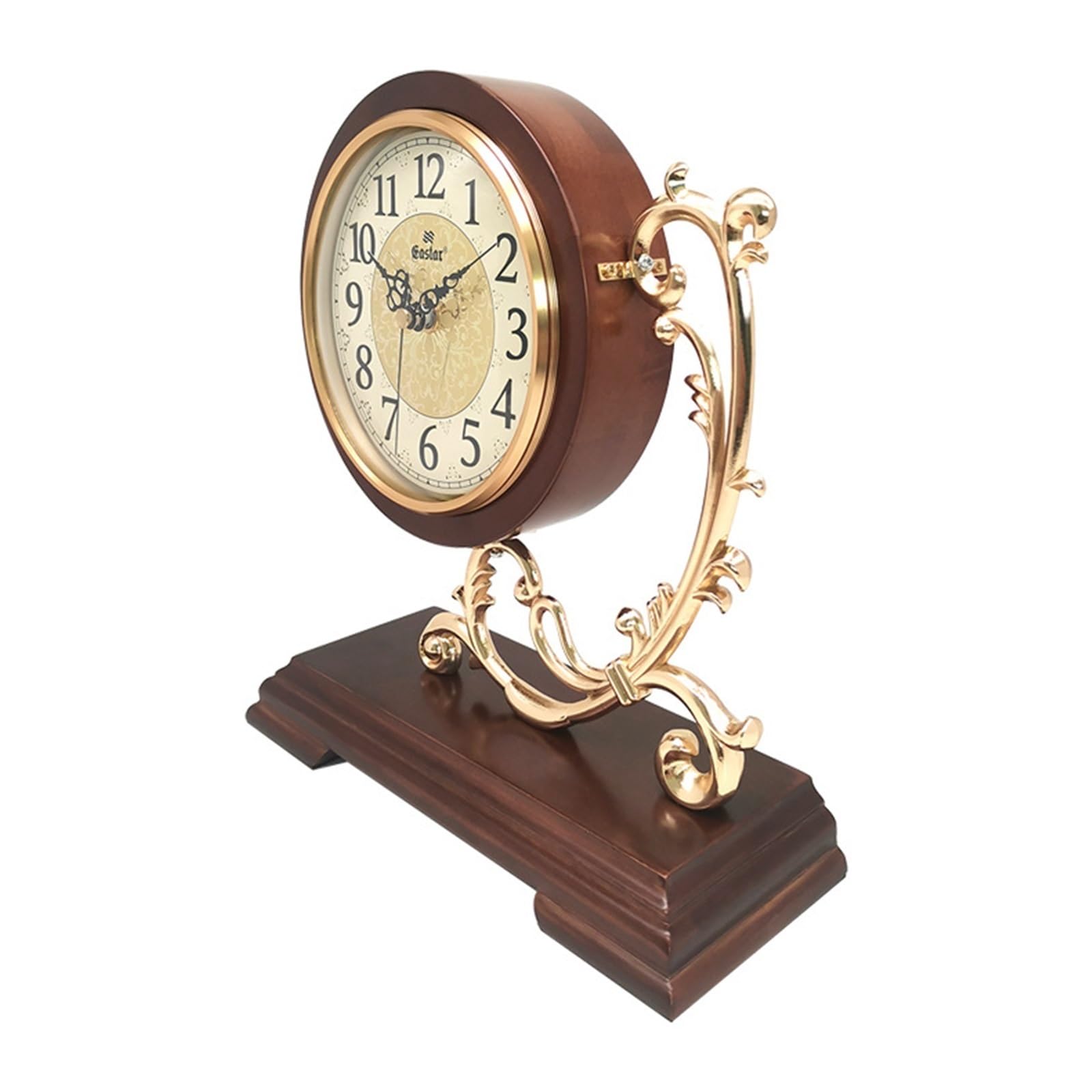 VHdryEDT Vintage Mantel Clock Fireplace European Style Table Clock Living Room Copper Plated Ornament Bedroom Tabletop Solid Wood Easy To Read