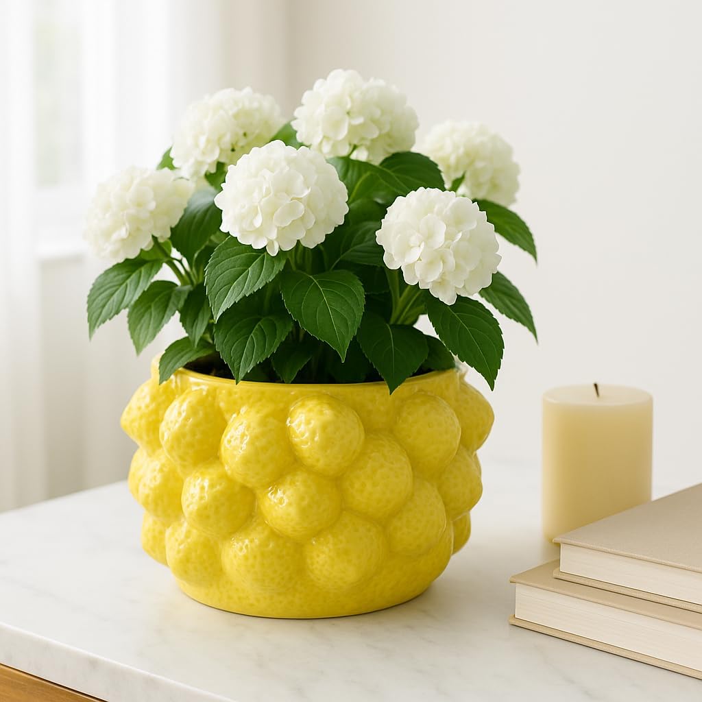 Flower Pot and Planter for Home Decor – Cheerful Plant Pots Perfect for Indoor or Outdoor Herbs, Ferns, or Succulents – Modern Pots for Indoor Plant Stands Great for Garden and Patio Decor – 6" Yellow
