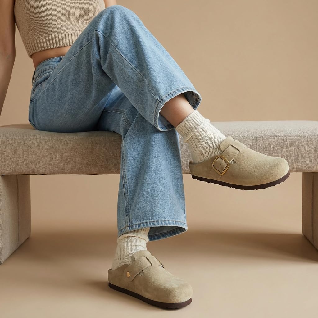 CUSHIONAIRE Rusty Genuine Leather Clogs for Women, Comfortable Slip On Womens Shoes with Adjustable Buckle and Soft Memory Foam - Image 2