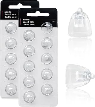 Hearing Aid Domes for Oticon Replacements, 20 Pcs 8mm Oticon Minifit Double Vent Bass Domes Universal Hearing Aid Accessories for Oticon Hearing Aid Supplies 8mm