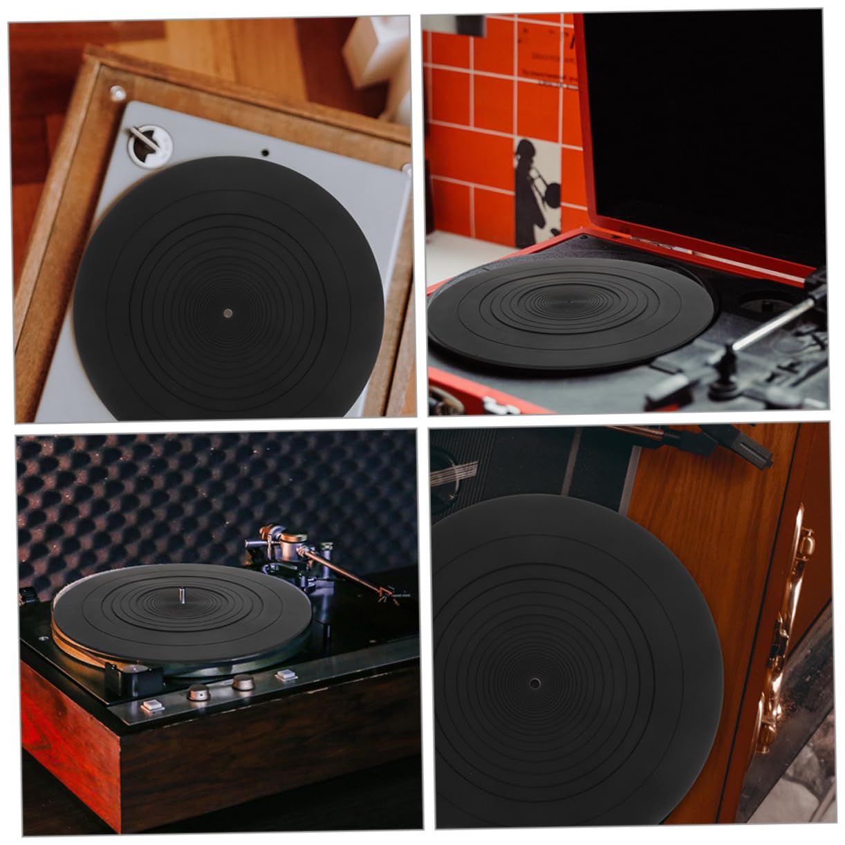 Alfombrilla de Silicona Negra para Tocadiscos de Vinilo 2 Piezas