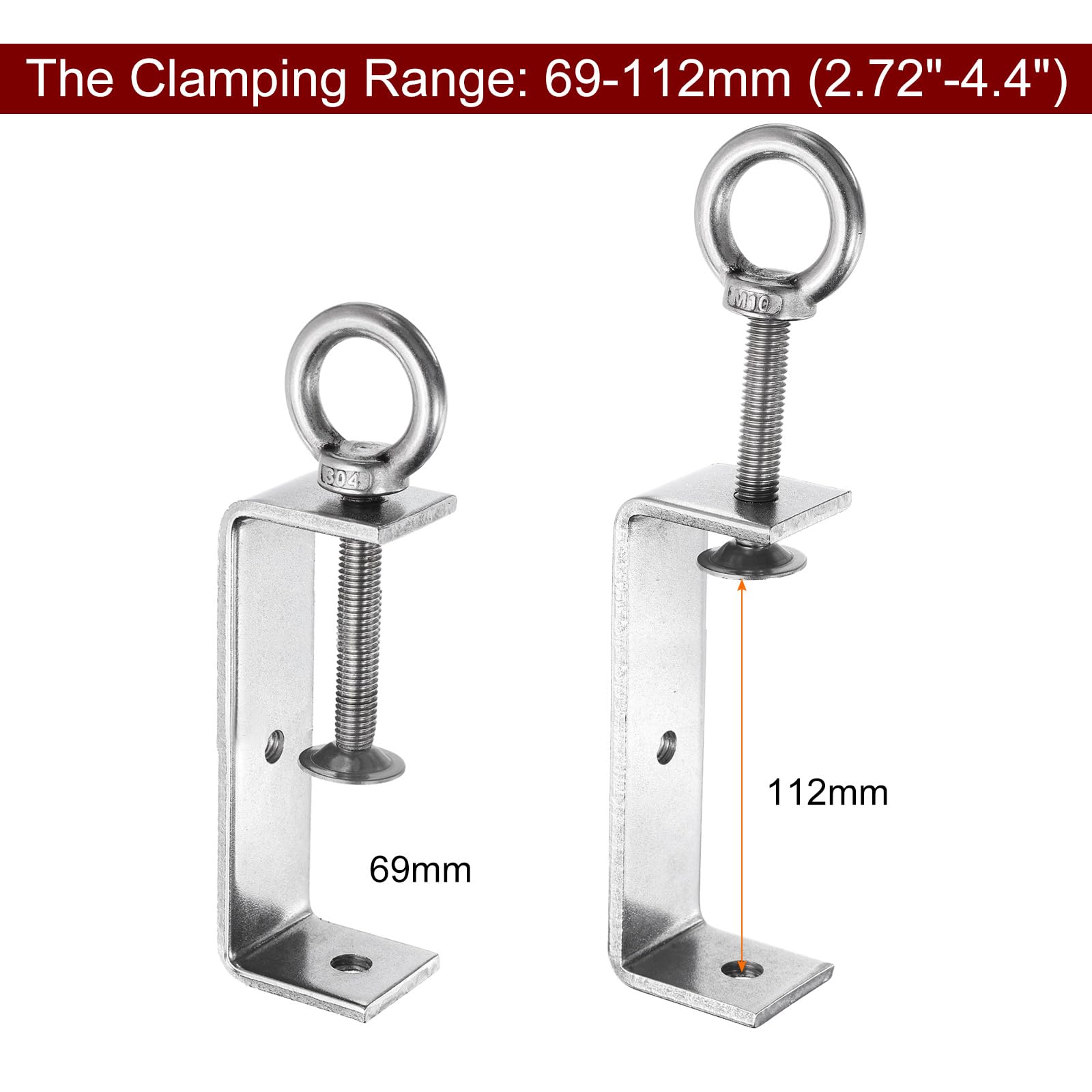 uxcell 2Pcs Stainless Steel C Clamp 120mm Wide Jaw Opening Wood Clamps for Woodworking Welding Building Household Mounting - Image 4
