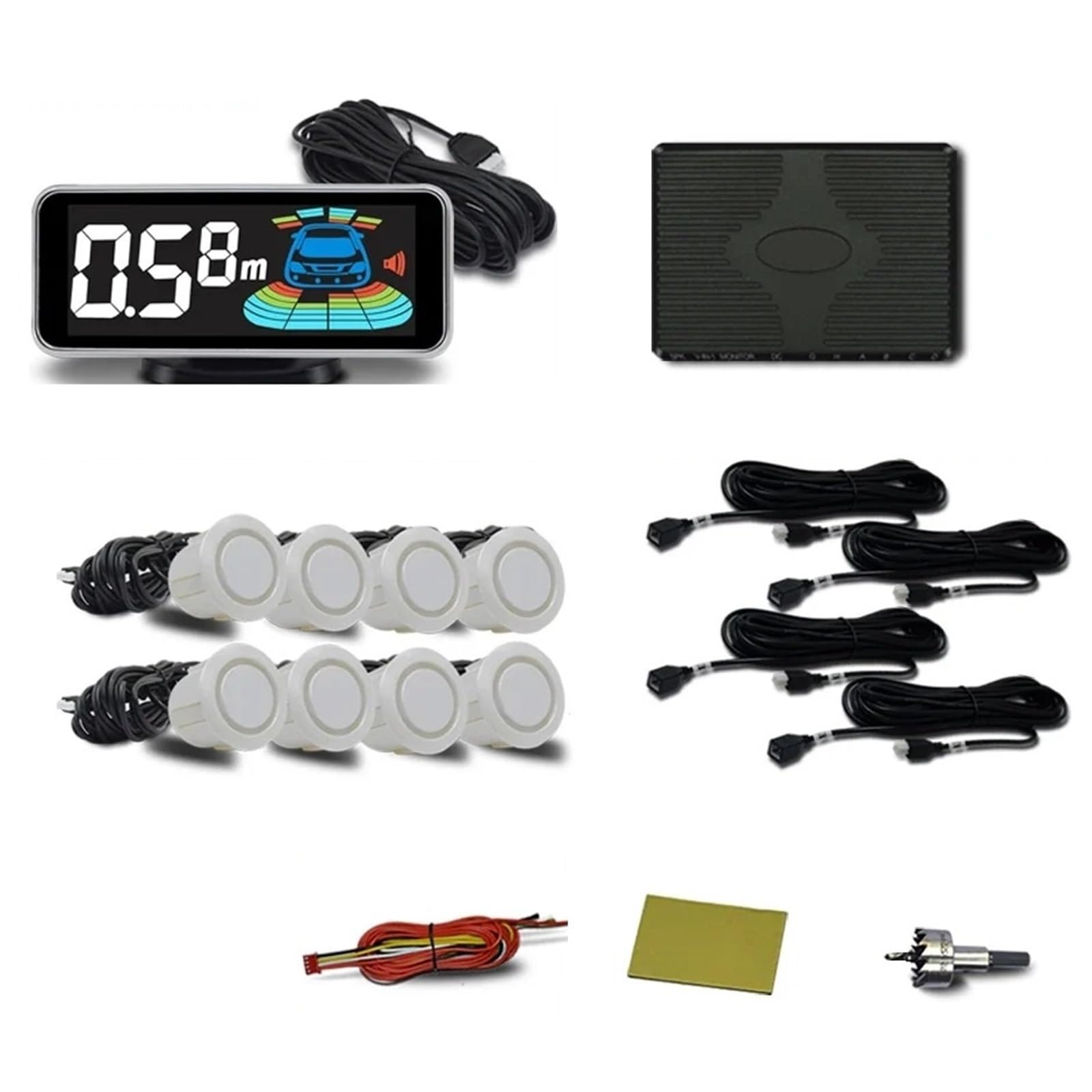 Sensore PDC Parcheggio 8 Kit Sensori Di Parcheggio Parktronic Retromarcia Anteriore E Posteriore Rilevatore Radar Backup Per Auto Assistenza Avviso Sonoro AIUTO