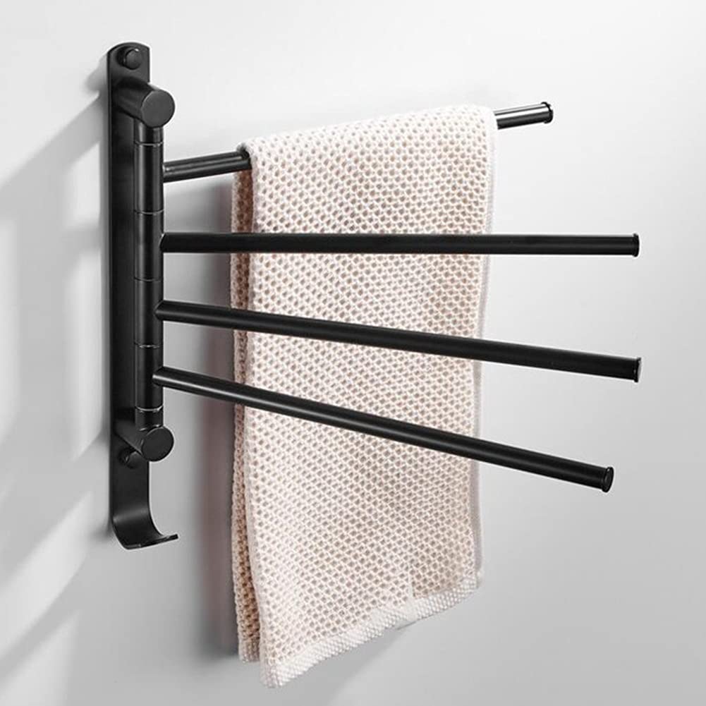 Porte-serviettes pivotant 4 barres laiton noir brossé pour optimiser le rangement de la douche