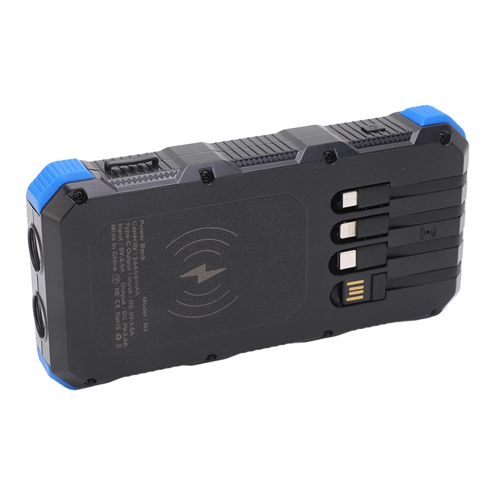 Banque d'énergie Solaire, Chargeur Solaire Portable ABS 36 800 MAh avec Charge Rapide, 3 Ports USB, Double Lumière LED, Entrée iOS Type C, pour Utilisation d'urgence en Camping en Plein