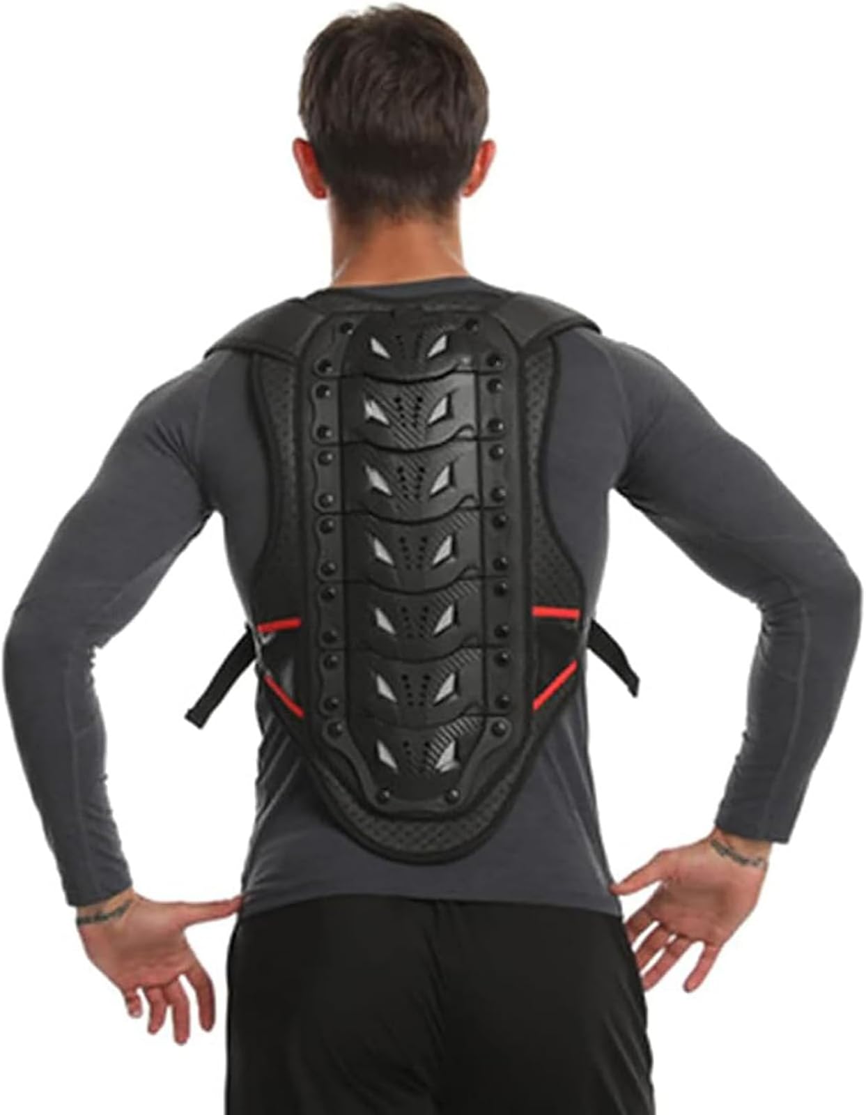 Equipo de protección para Motocicleta, protección de Espalda para Motocicleta, Armadura de protección para Espalda de Motocicleta, Protector de Columna de esquí Alpino para Ciclismo,L,Black