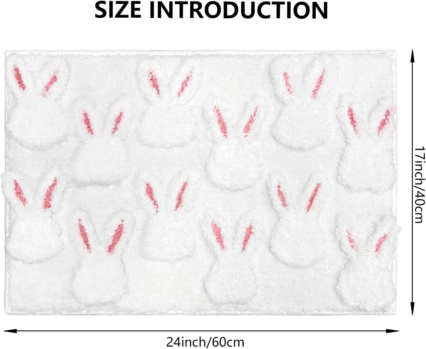 APROPHIC Easter Bathroom Rug, 3D Bunny Rabbit Non-Slip Super Absorbent Carpet, Spring Easter Bath Decorations Microfiber Soft Plush Machine Washable Bathtub Mats for Shower Tub, Sink,17X24 in