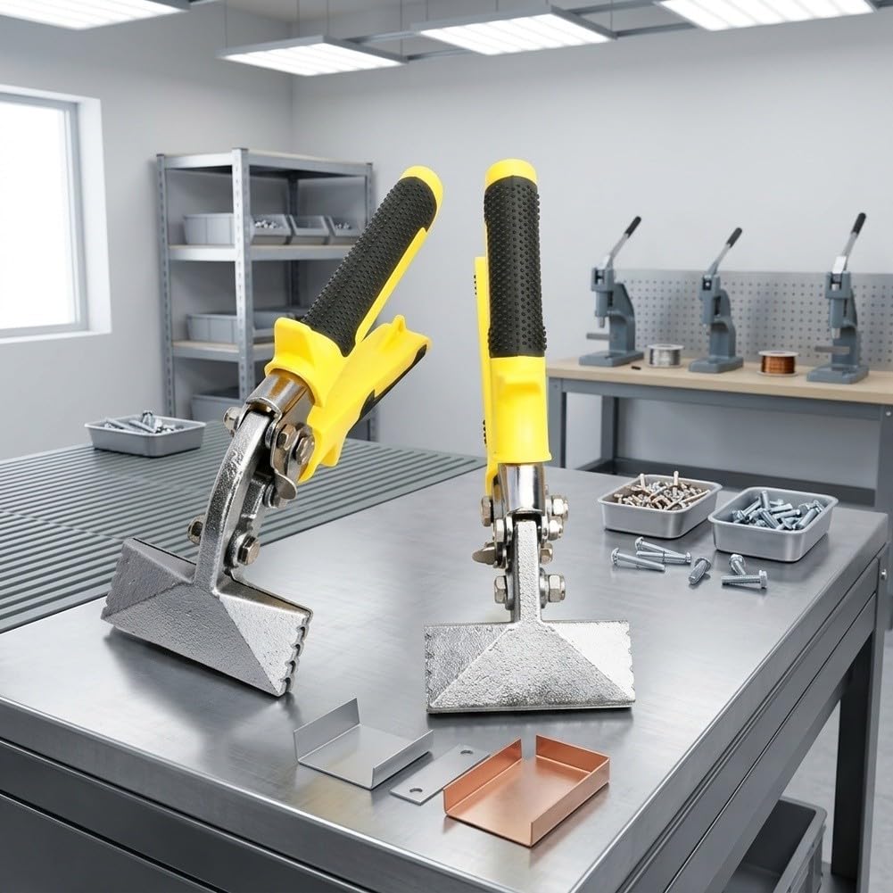 Set di 2 pinze pieghevoli multifunzione per piegatura e crimpatura dei bordi, in acciaio temprato con manico isolante, strumento per lavori elettrici e lamiere