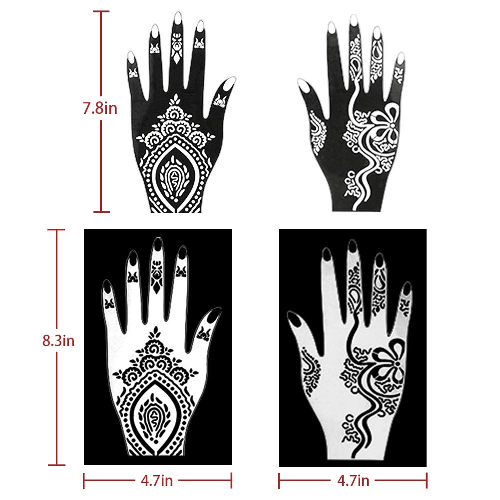 Koogel 18 Sheets Henna Tattoo Stencil Kit, 97 Pcs Temporary Glitter Airbrush Tattoo Stencils
