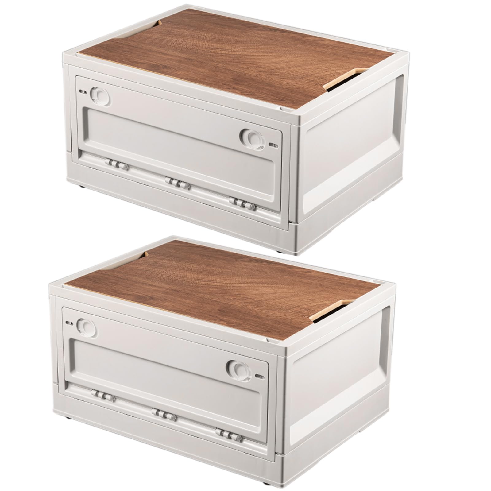 Cassetta Pieghevole Con Coperchio In Legno - Scatola Portaoggetti Per Campeggio, Casa E Auto 44x31.5x25cm - Foto 10