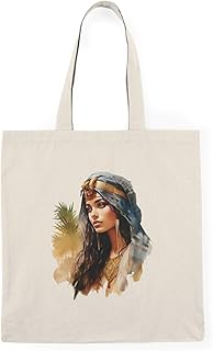 شنطة توت قماشية بسوستة - شنطة قماشية بتصميم فرعوني - صديقة للبيئة، انيقة ومتينة، مثالية للاستخدام اليومي والهدايا - قماش صديق للبيئة - 206