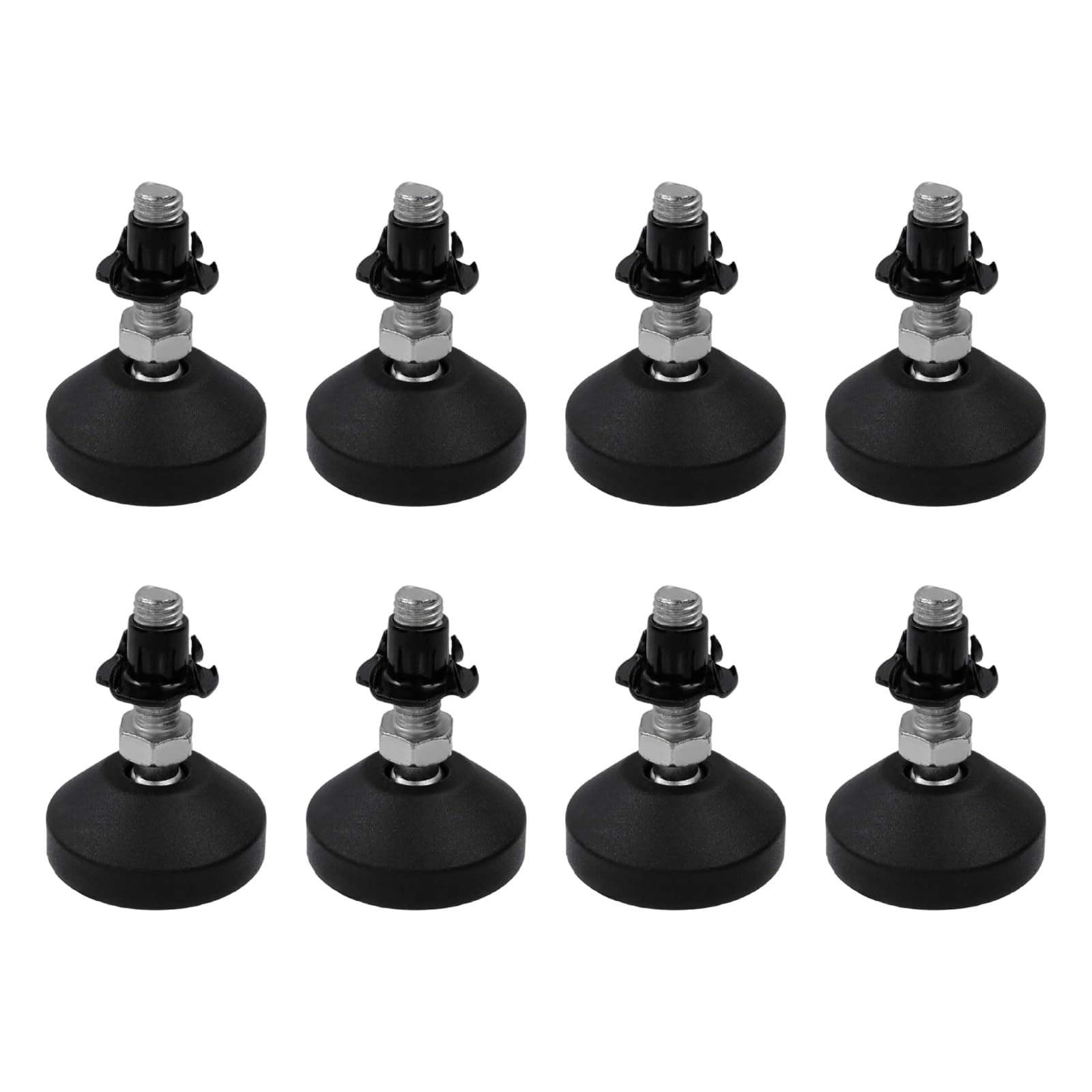 Antrader M10 Thread Leveling Feet with T-Nut, Adjustable Swivel Furniture Levelers, Anti Skid Reinforced Rubber Feet for Table, Sofa, Cabinet, Workbench(D50 x M10 x H30,8pcs)