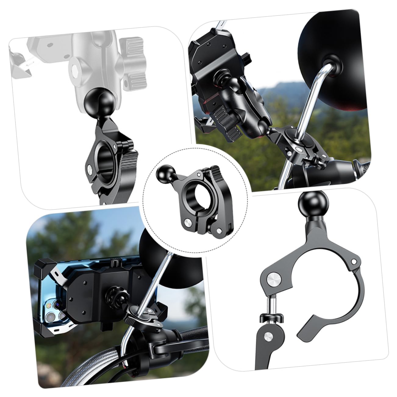 Soporte para Teléfono Móvil de Motocicleta Base de Montaje de Bola de Aleación de Aluminio Adaptador de Manillar Compatible Bicicletas y Motocicletas Duradero y Resistente