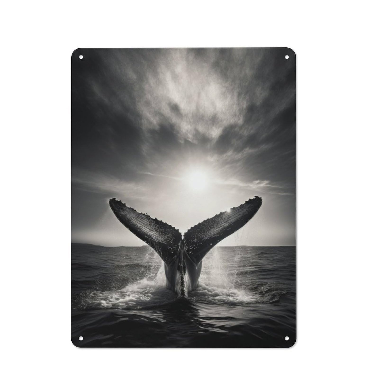 Junmoney Breaching Whale Metal Sign 40X30cm With For Pub Or Café, Retro Decor, Suited To Café Interior Fans