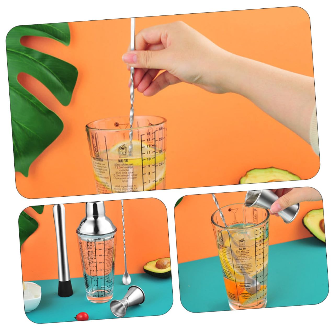 Cocteleras de Acero Inoxidable Equipo Profesional para Coctelería Herramientas para Preparar Cócteles Casa Colores Surtidos Duraderas y Seguras para Uso Prolongado
