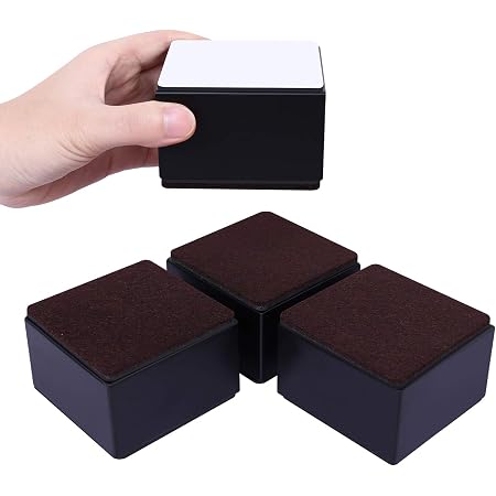 Bonsicoky 4-Piece Self-Adhesive Furniture Risers - Adds 2 Inches Height, Carbon Steel With Felt Pads, White