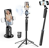 Vista 1 de Trípode para selfie con seguimiento automático de rostros para iPhone con luz, rotación de 360° que sigue tu movimiento, soporte de trípode