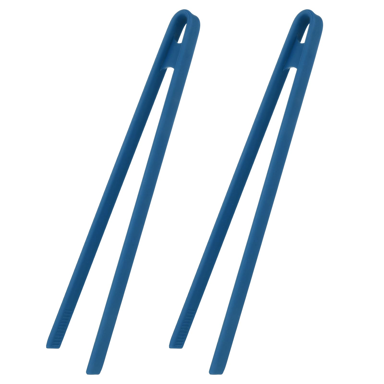 sourcing map 2Pcs Silicone Toast Tongs, 29cm Kitchen Food Tongs Heat Resistant for Cooking Food Trivet Grippers Non-Slip Long Tool for Salad Ice Cubes Toaster Fruits Sugar Barbecue, Dark Blue โ image 1