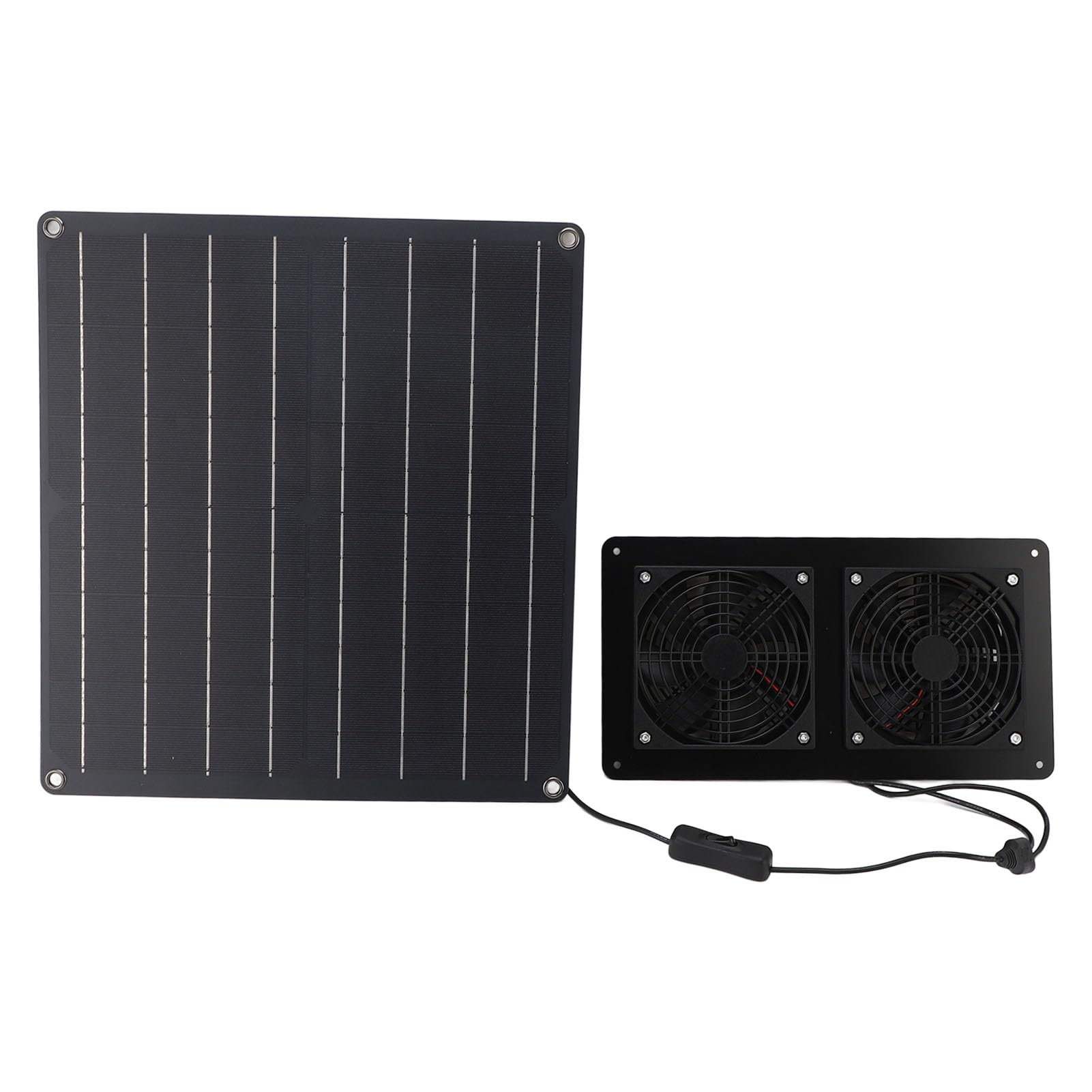Ventilatore a energia solare 20 W, ventilatore a pannello solare con controllo interruttore per casa animali domestici, serra, pollaio all'aperto