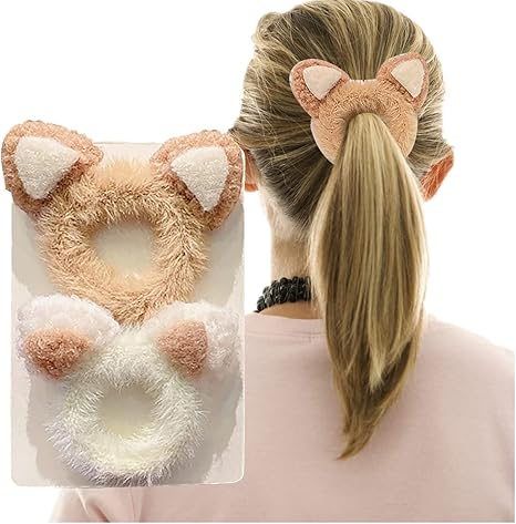 Amazon 毛皮のような髪のシュシュかわいいヘアバンド猫の鹿の熊の耳と毛皮のような髪のシュシュ弾性のある髪のネクタイ髪の毛のボブルポニーテールホルダー女の子女性のヘアアクセサリー1ペア B 置物 オブジェ オンライン通販