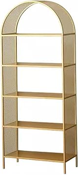 Open Bookshelf Shelf Industrial Arched Bookshelf Storage Rack Multi-layer Display Rack Home Office Living Room Bedroom Living Room Storage Gold,24 x 11.8 x 62.2 inches 60.5 x 30 x 158 cm