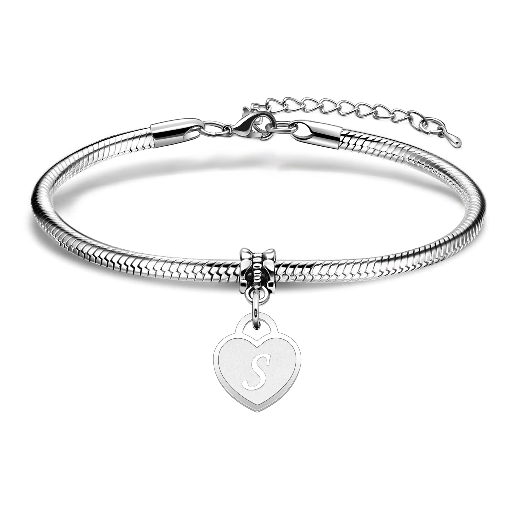 Initial Letter Bracelet for Women and Girls.Silver Bracelet Gifts Adjustable A-Z Charm Bracelets Jewellery