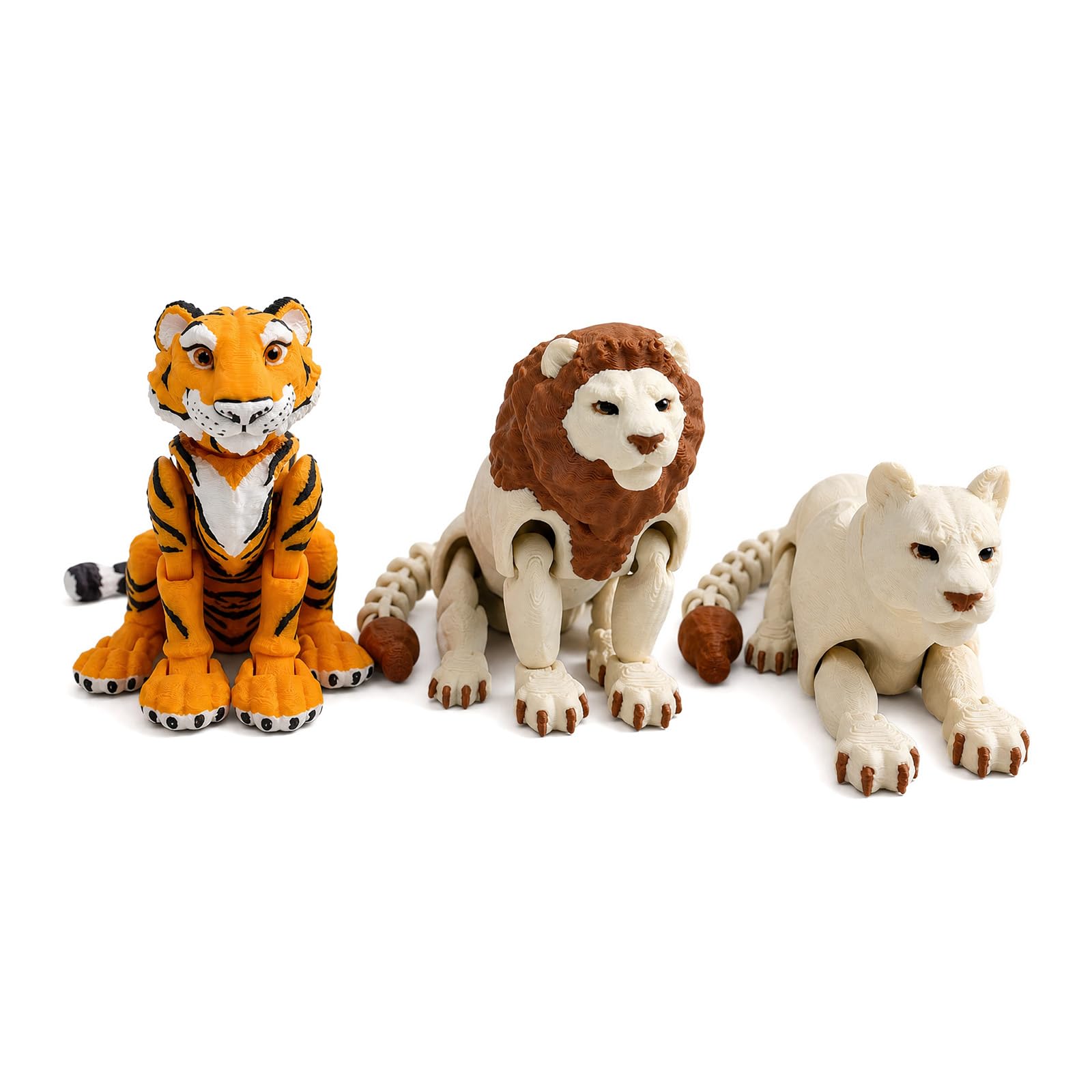 Cheewing 3 Pcs 3D Printed Snow Leopard, Articulated Mini 3D Printed Animals