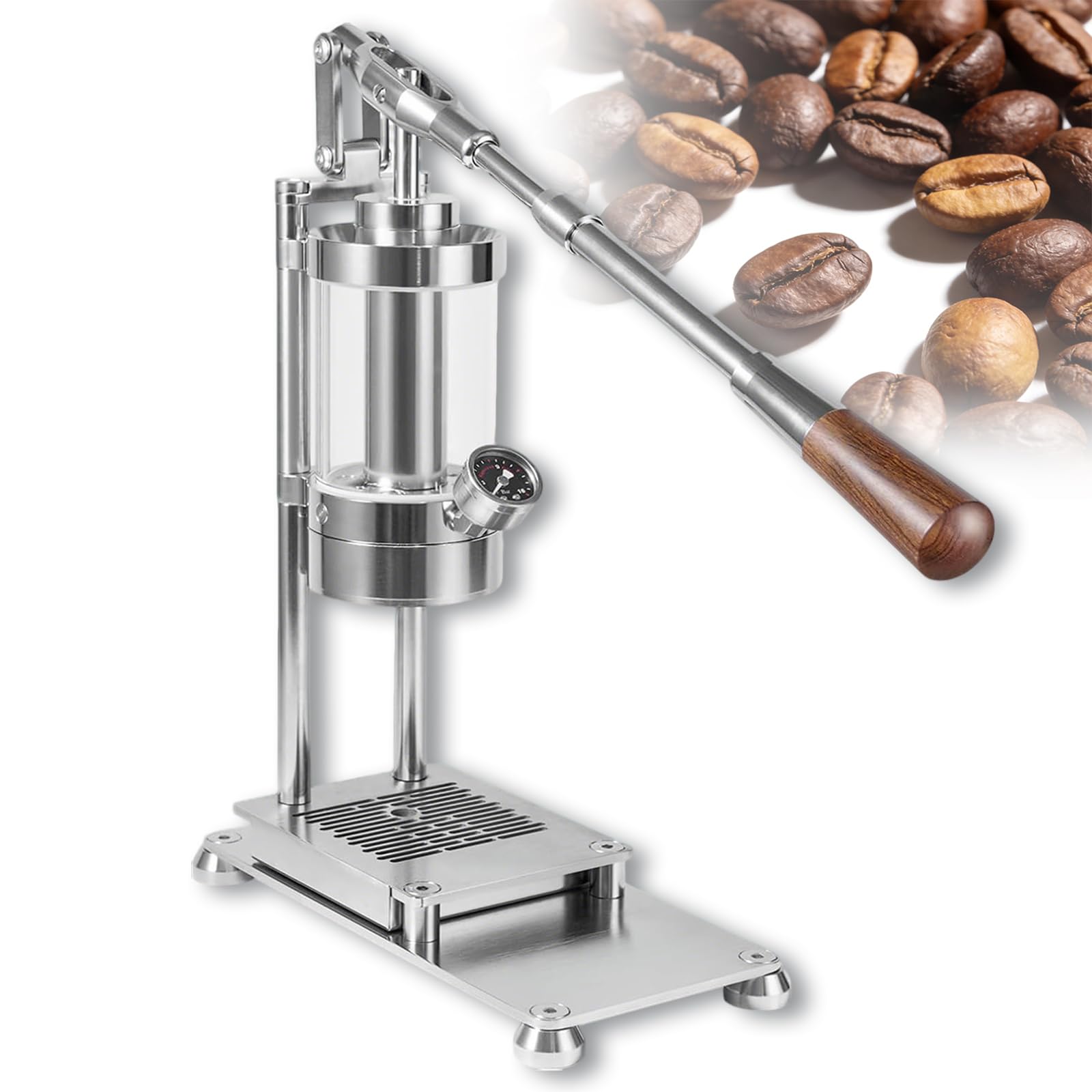 YNIYUJKL 58Mm Manual Lever Espresso Maker, Portable Hand-Pressed Coffee Machine, Water Tank 345 Ml, Extraction Pressure 1-16Bar, For Cappuccino, Latte, Macchiato