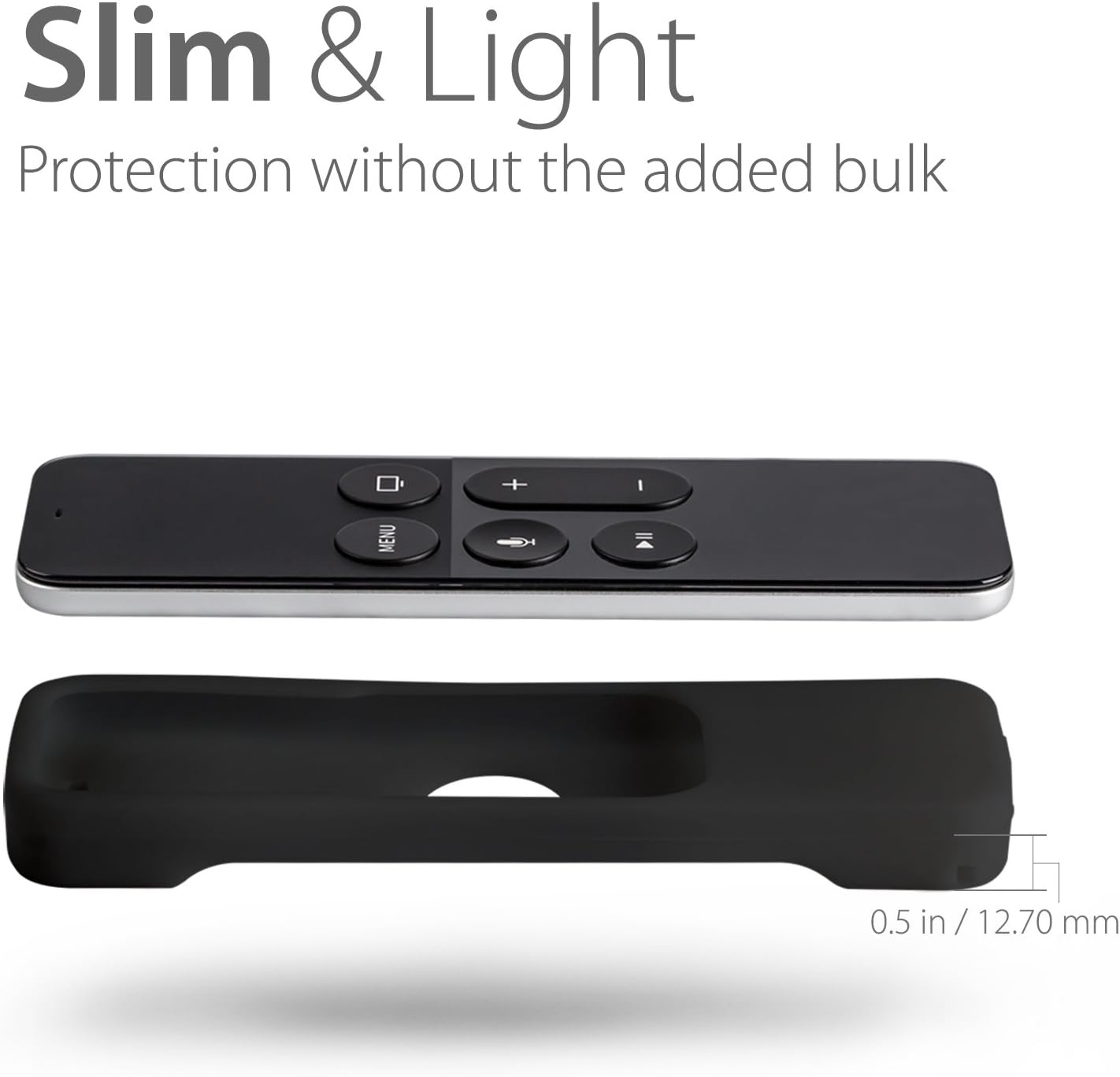 Fosmon Apple TV 4K (5th Gen) Remote Control Case, Open Logo Flexible Silicone Cover Lightweight Gel Rubber Case for Apple TV 4K 5th Generation/Apple TV 4th Generation Siri Remote Controller (Black)