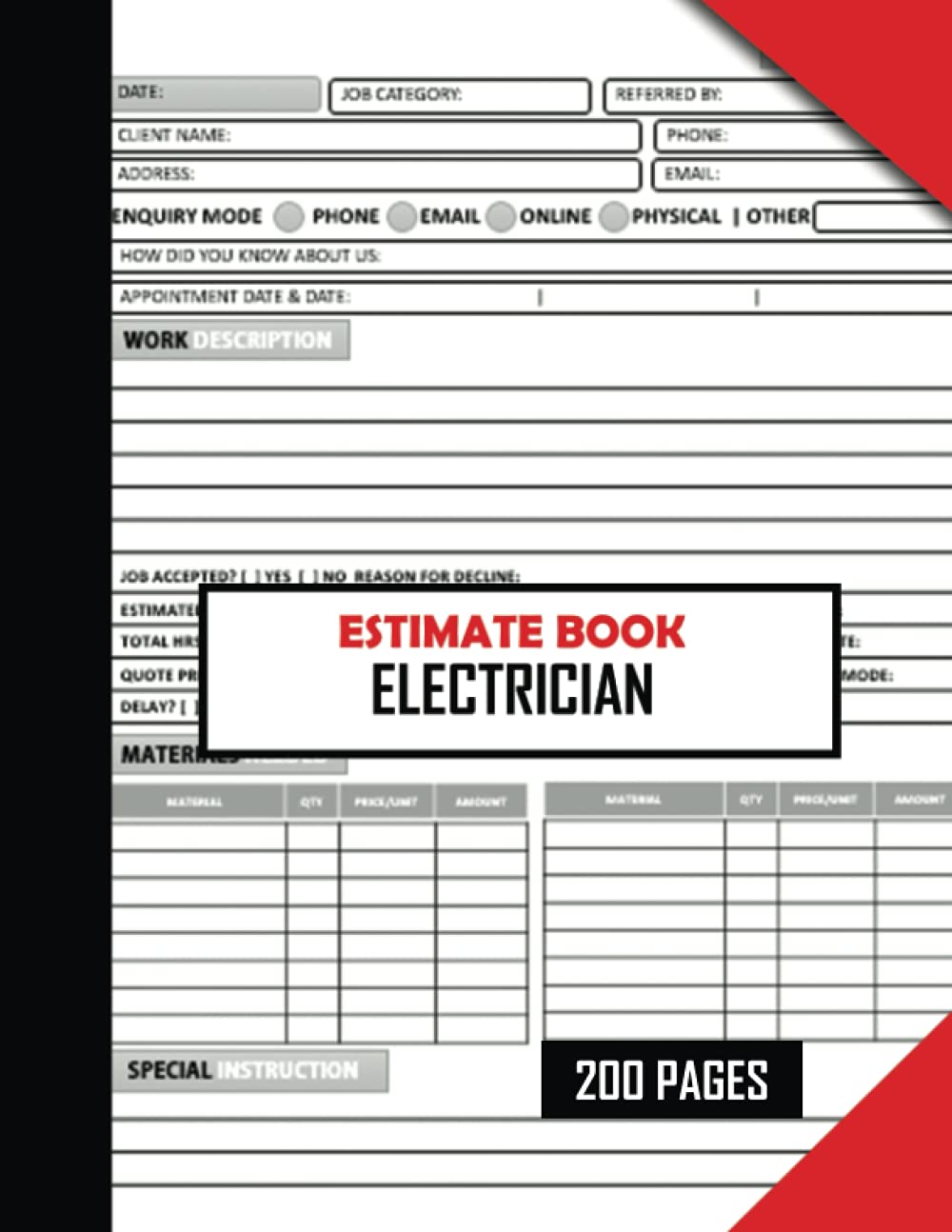Estimate Book Electrician: Estimate, Track Client Details, Sketch Job and Schedule Daily Activity With This Estimating Quote Book For Electricity ... Lined Pages and 13 Month Undated Calendar