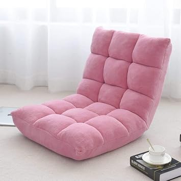 FANTASK 14-Position Sofa, Folding Memory Foam Floor Chair w/Comfy Cushions & Study Steel Frame, Angle Adjustable Floor Couch Sofa for Reading, Game, Meditating Pink