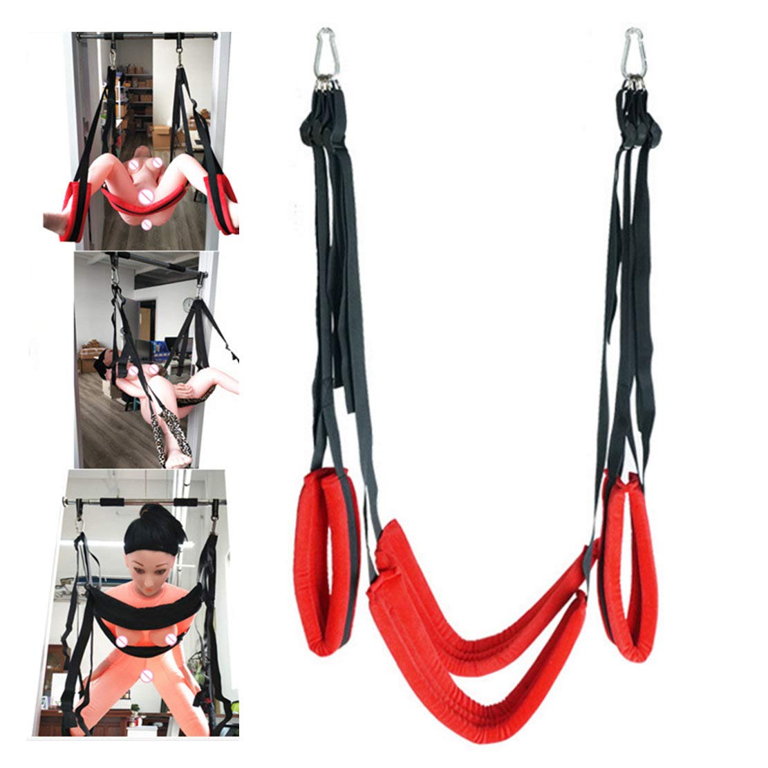 [ŻĀŖŲX⇞ΡŘŐĎUCTS] Lyxig röd 360° roterande tak ṧexᑭḭṧ 3-lagers kudde för inomhusspel Šêsso ṧexṑ Juĝuețeś Ŝexừalê ṧultyoga Swings ậyex Swings