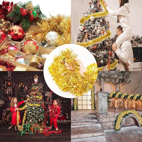 Lot de 6 guirlandes de sapin de Noël de 2 m - Décoration de Noël (doré) – vue 5