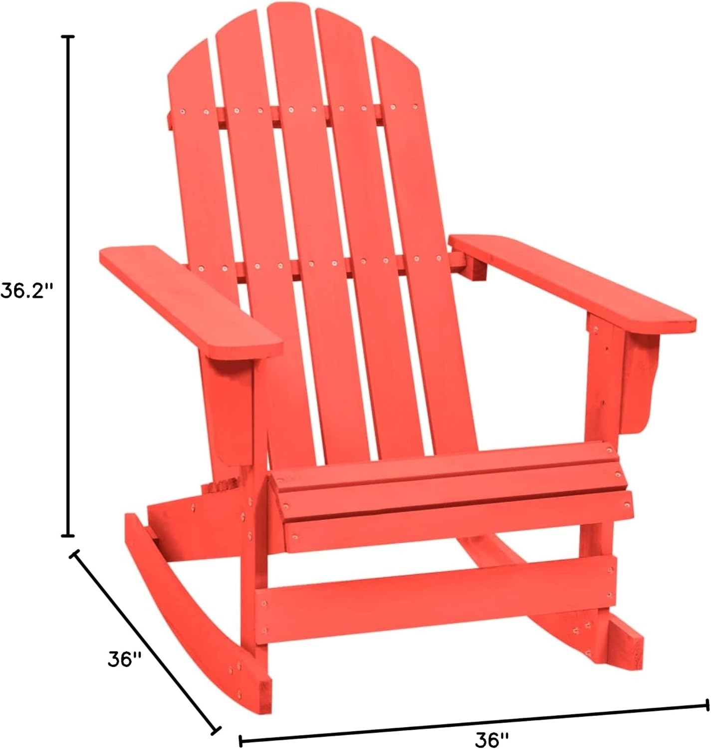 Casafoyer Patio Rocking Adirondack Chair Solid Fir Wood Red