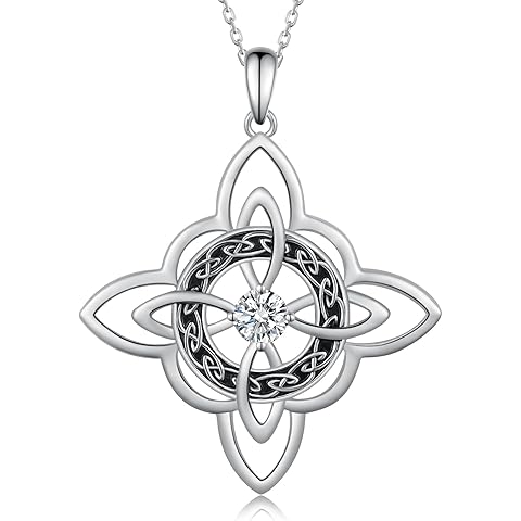 Witches Knot Necklace 925 Sterling Silver Witch Celtic Knot Pendant Necklace Good L...