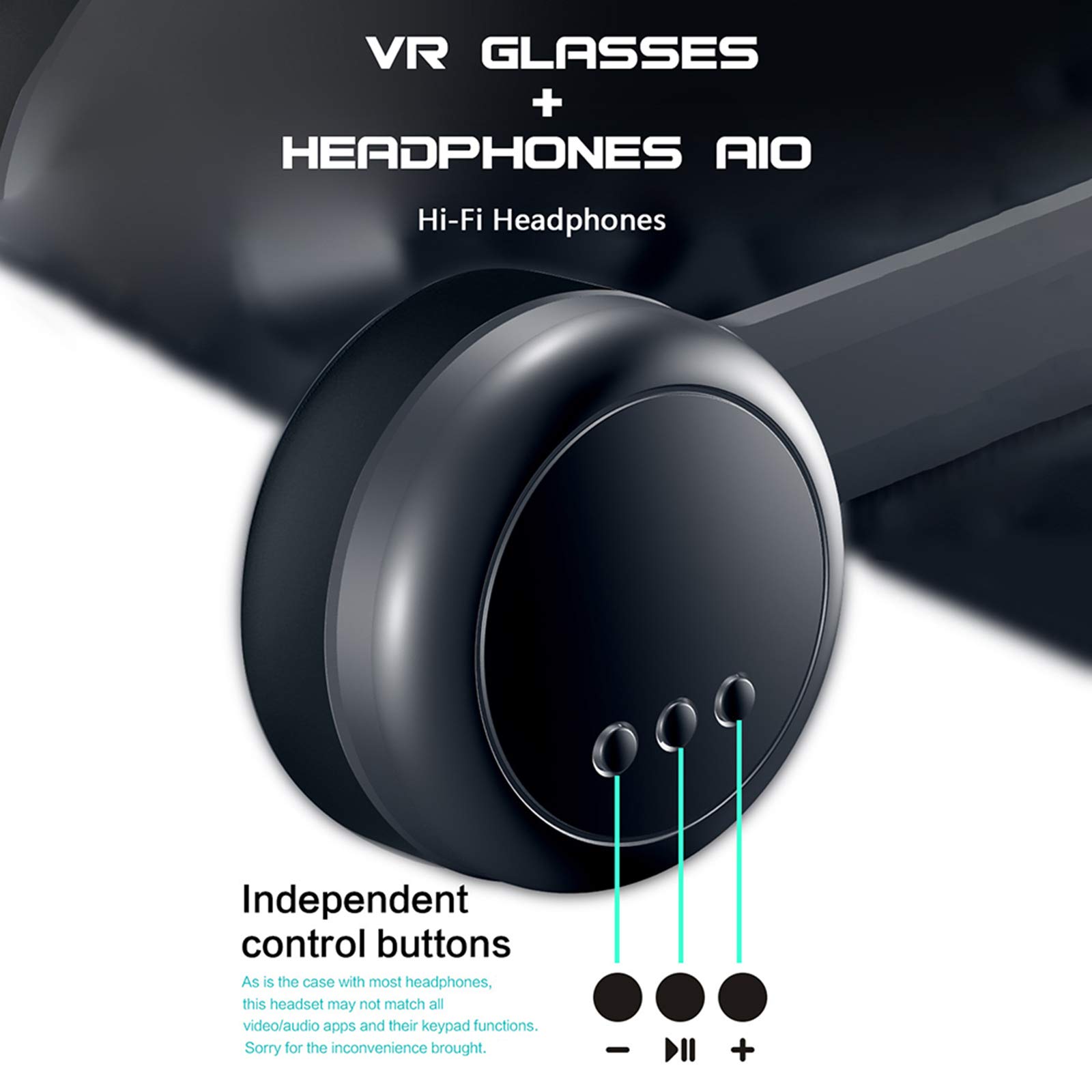 3D VR Gafas de Realidad Virtual, Gafas VR de Realidad Virtual, Auriculares Incorporados, 120 Grados FOV Botón, VR Glasses para Los Móviles de Pantalla 5.0-7.0 Pulgadas