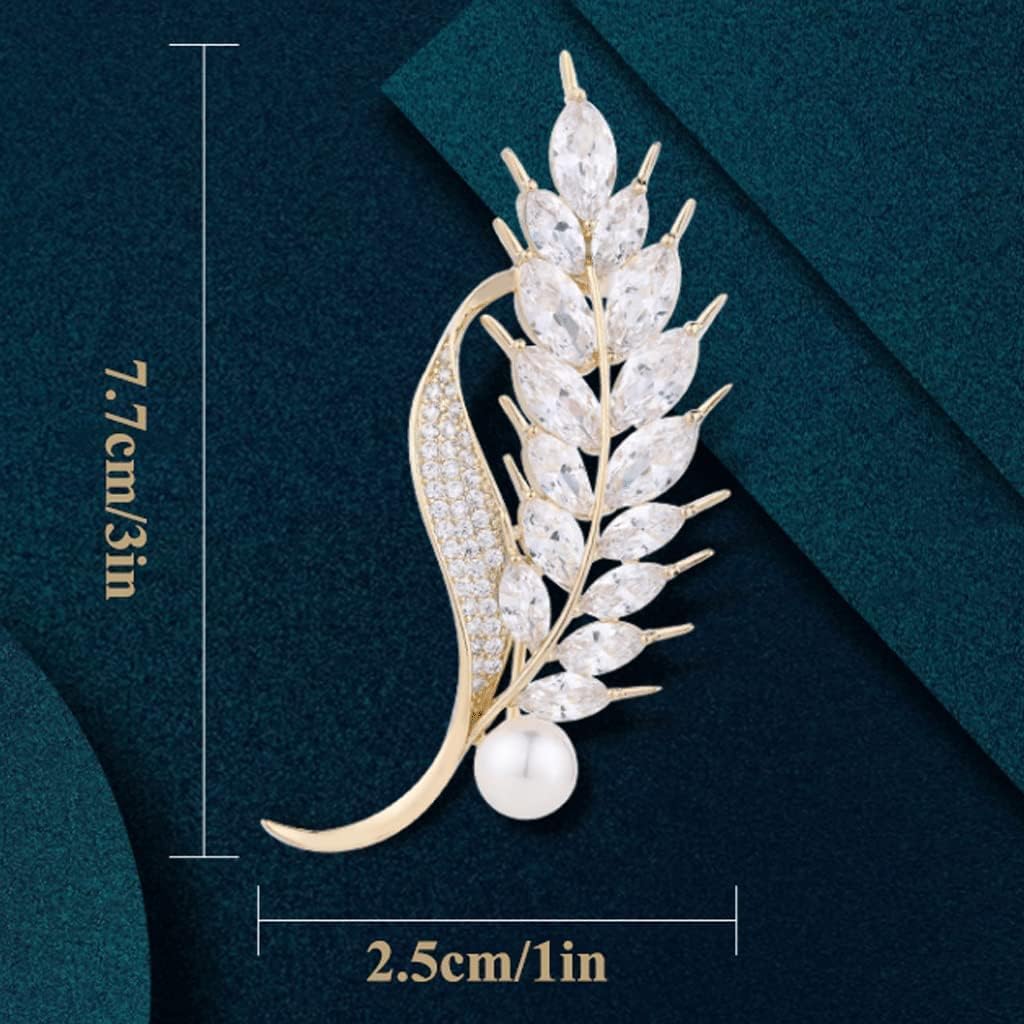 LIOONS Brooch Wheat Ear Brooches for Inlaid Rhinestones Lapel Pin Girls Shawl Pin Art Collar Pin Breastpins Gift Collar Clips