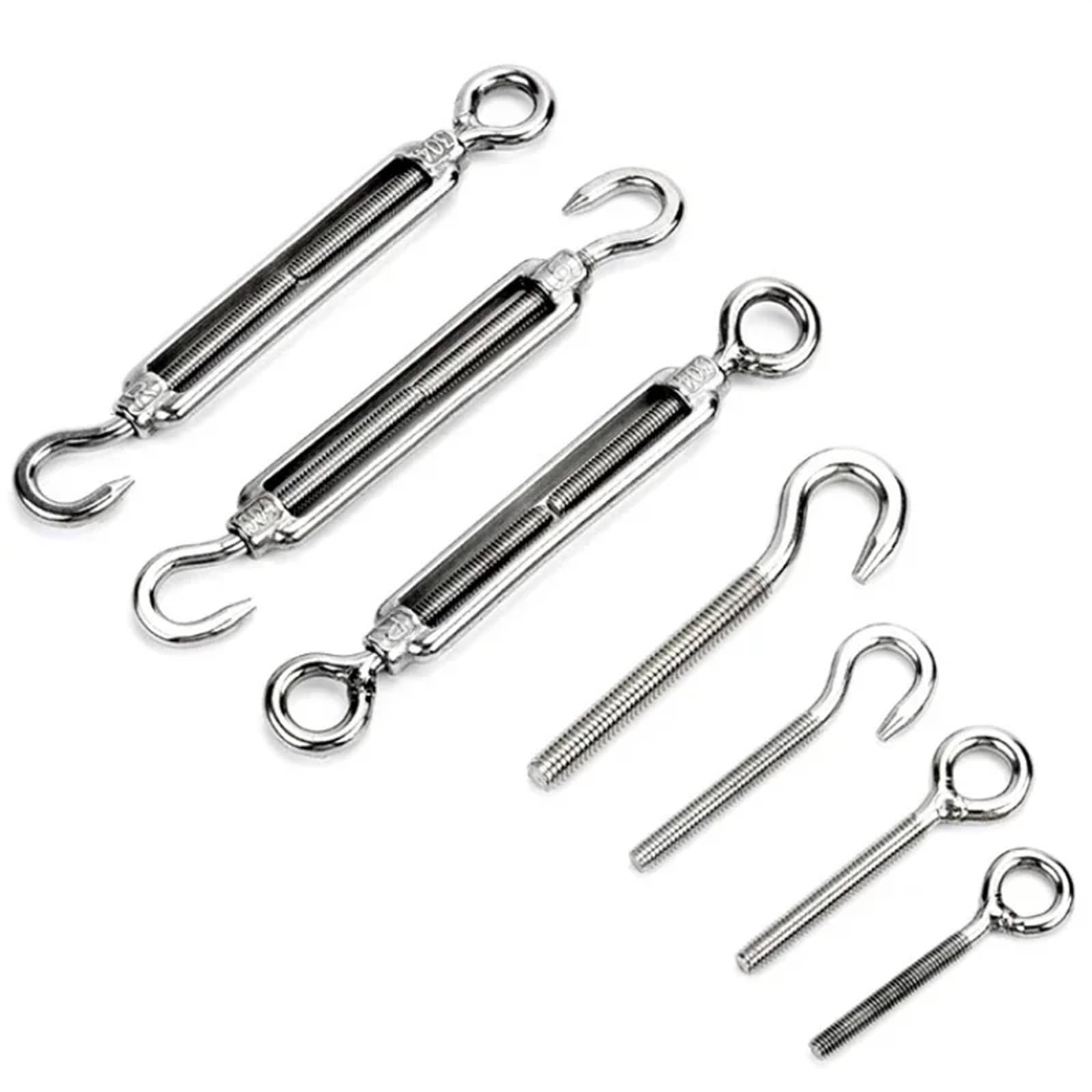 Tendeur de fil en acier inoxydable - Lot de 5 tendeurs de câble en acier inoxydable - Crochet de réglage pour plantes grimpantes (type OC, M6)